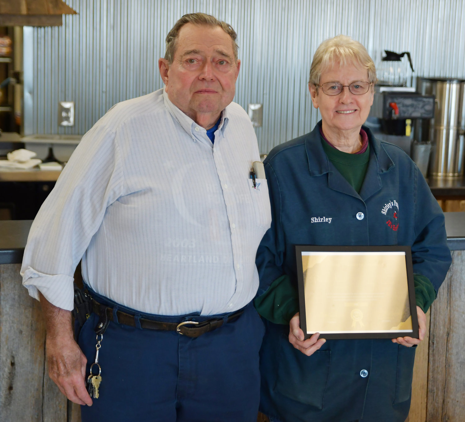 JR and Shirley Crum are pictured at The Market on Friday. The couple has been in business for 46 years and are the owners of Shirley’s Furniture and JR’s Hardware, which is located on Vienna historic courthouse square. Their business was nominated for the Pioneer Award.