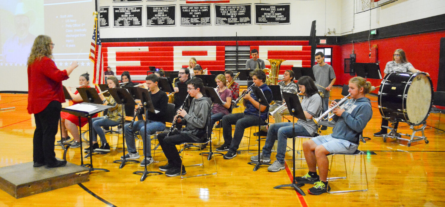 Maries County schools observed Veterans Day with assemblies last Friday. The Belle High School Band performed “The Star-Spangled Banner” following the Presentation of Colors at the BHS assembly.